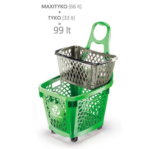 Koszyk sklepowy na kółkach Maxityko 66L - AluNova