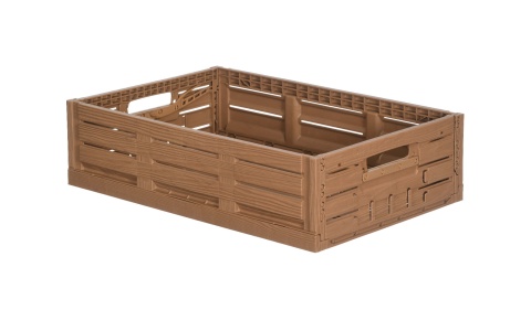 Skrzynka plastikowa drewnopodobna składana 600x400x160 jasny brąz