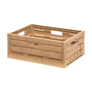 Skrzynka plastikowa drewnopodobna składana 400x300x160 jasny brąz