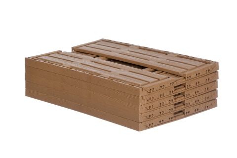Skrzynka plastikowa drewnopodobna składana 600x400x190 jasny brąz