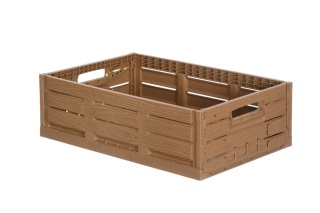 Skrzynka plastikowa drewnopodobna składana 600x400x110 jasny brąz