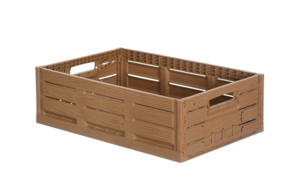 Skrzynka plastikowa drewnopodobna składana 600x400x190 jasny brąz