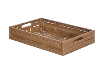 Skrzynka plastikowa drewnopodobna składana 600x400x110 jasny brąz