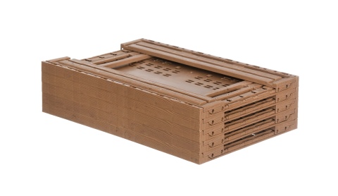 Skrzynka plastikowa drewnopodobna składana 600x400x110 jasny brąz